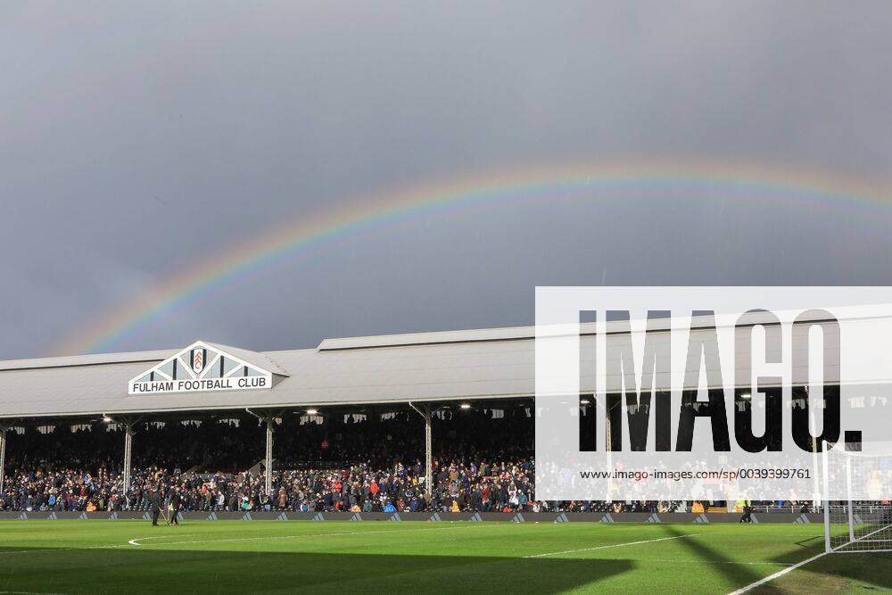 KW11 Fulham v Liverpool Premier League Rainbow appears during the Premier League match at Craven Cottage, London Content Not Available For UK Newspapers