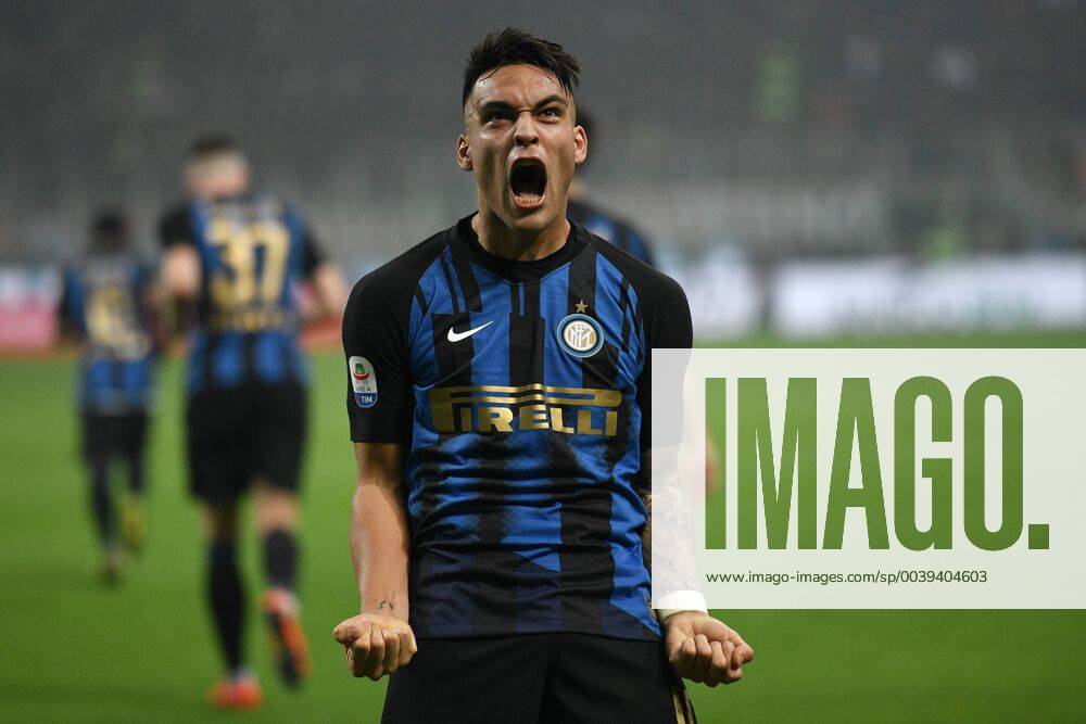 KW11 Lautaro Martinez of Internazionale celebrates after scoring third goal for his side during the Serie A 2018 2019 football match between AC Milan and FC Internazionale at stadio Giuseppe Meazza, Milano, March 17, 2019 Photo Andrea Staccioli Insidefoto andreaxstaccioli