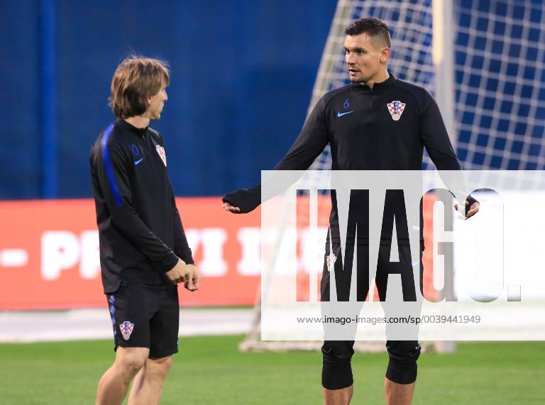 Fußball, Nationalteam Kroatien Training Croatian national football team training 20.03.2019. , Zagreb - On stadium Maksimir Croatian national football team held a training before qualifying matches for Euro 2020 against Azerbaijan and Hungary. Luka Modric and Dejan Lovren MarkoxPrpic PIXSELL