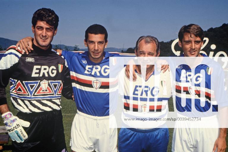 GIANLUCA PAGLIUCA, GIANLUCA VIALLI, VUJADIN BOSKOV, ROBERTO MANCINI CAMPIONATO SERIE A 1991-92 SAMPDORIA