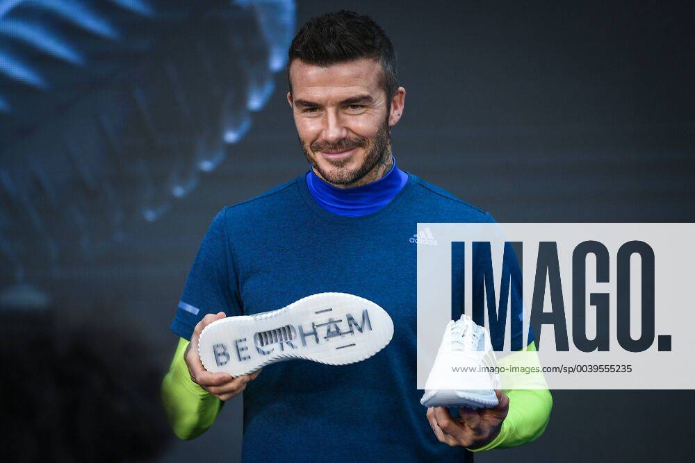 KW13 English football star David Beckham attends the launch event for new products of adidas Originals x David Beckham in Guangzhou city, south China s Guangdong province, 28 March 2019. David Beckham flaunts charm to fascinate fans to endorse adidas in Guangzhou 20190328_503213