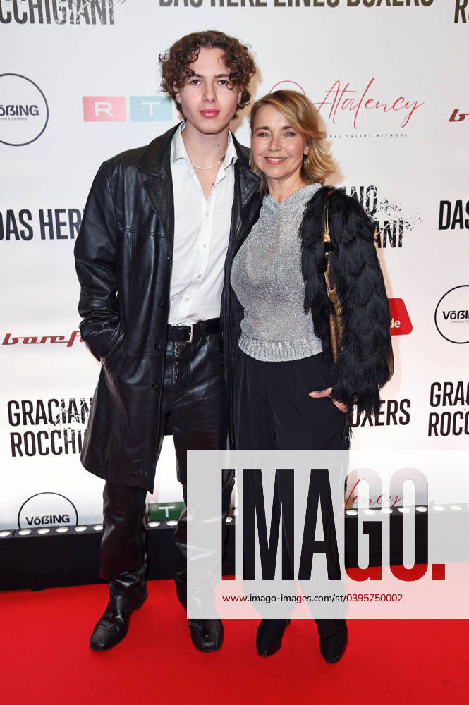 Tina Ruland with son Jahvis Ruland at the premiere of the documentary Graciano Rocchigiani Das Herz eines Boxers at the Colosseum in Berlin on 24 01 2024