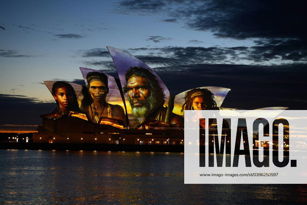 AUSTRALIA DAY 2024 SYDNEY, The sails of the Sydney Opera House are illuminated with an artwork by Aboriginal digital artist Brett Leavy, that represents and celebrates Aboriginal history, culture and people as part of Dawn Reflection on Australia Day in Sydney, Friday, January 26, 2024. ( NO ARCHIVING, , NO USE IN BOOKS WITHOUT CONSENT SYDNEY NSW AUSTRALIA