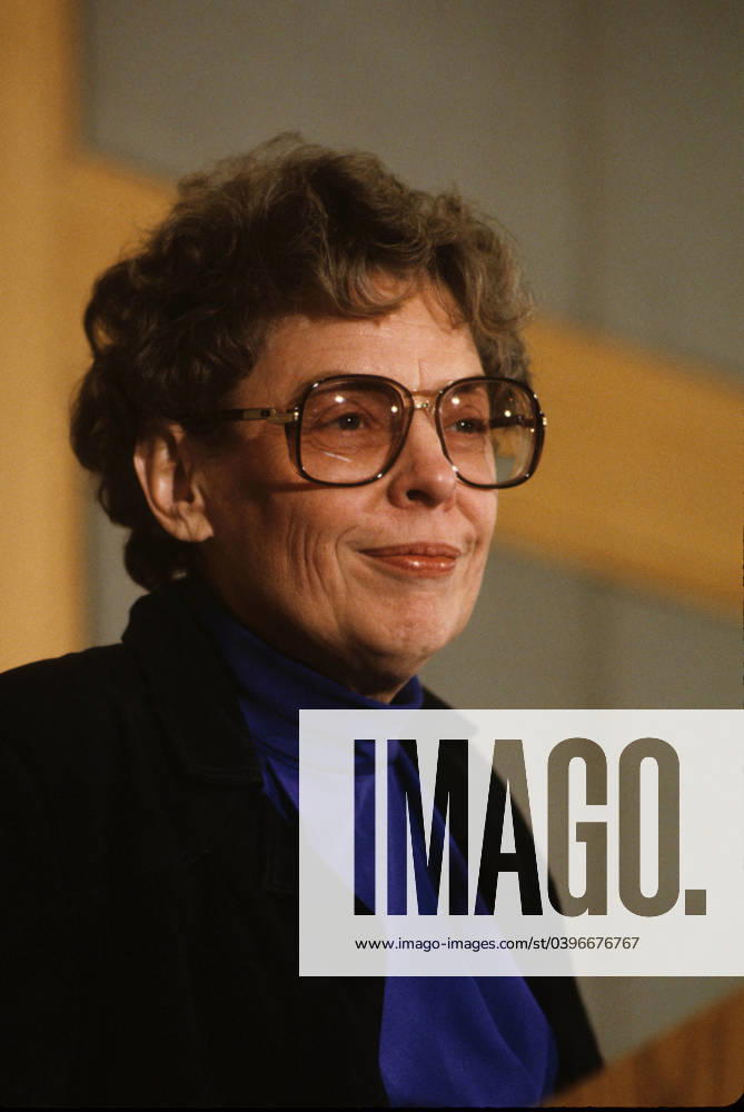Jeane Kirkpatrick Jeane Kirkpatrick at a press conference on former Treasury sectraries on the need for a balanced budget in January 1983 Photograph by Dennis Brack b23 Washington DC USA