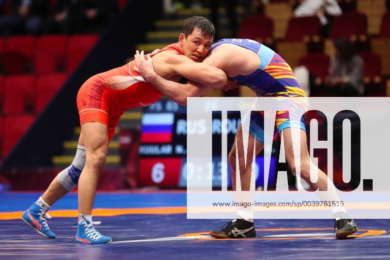 Wrestling European Championships 2019 08.04.2019 Bucharest Freestyle Day One 65kg Freestyle Nachyn Sergeevitch KUULAR red RUS vs George BUCUR blue ROU