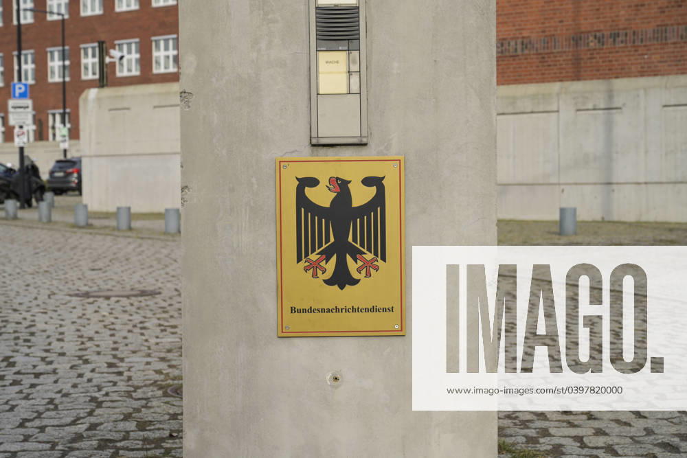 Sign, Federal Intelligence Service BND, Viktoriastrasse, Lichterfelde, Steglitz Zehlendorf, Berlin, Germany Sign, Federal Intelligence Service BND, Viktoriastrasse, Lichterfelde, Steglitz Zehlendorf, Berlin, Germany