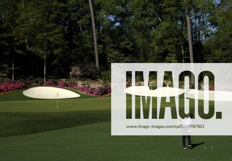 Francesco Molinari of Italy hits golf balls to the 13th green at practice on the Wednesday before the 2019 Masters Tournament at Augusta National Golf Club in Augusta, Georgia, on April 10, 2019. AUG20190410114 JOHNxANGELILLO