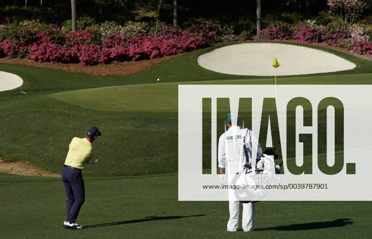 Billy Horschel hits a pitch shot to the 13th green at practice on the Wednesday before the 2019 Masters Tournament at Augusta National Golf Club in Augusta, Georgia, on April 10, 2019. AUG20190410113 JOHNxANGELILLO