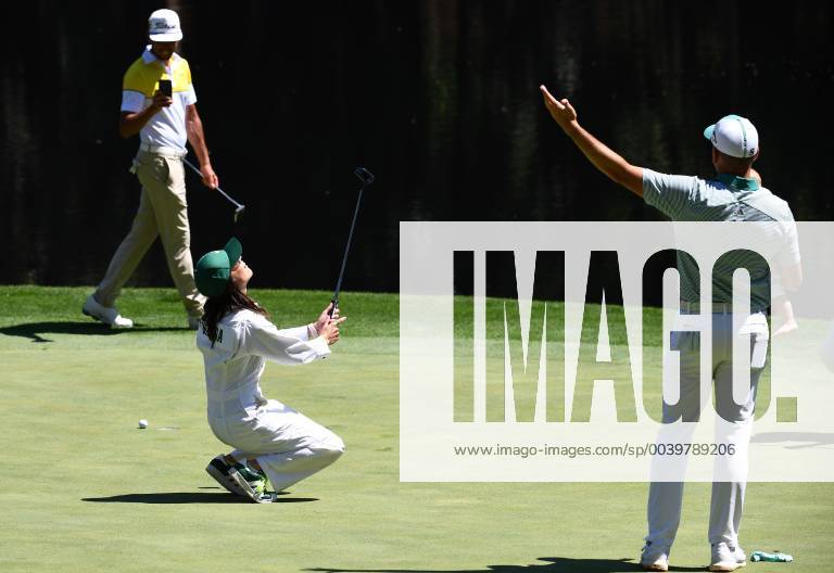 Sergio Garcia of Spain reacts after a putt by Angela Akins Garcia at the Par 3 Contest on the Wednesday before the 2019 Masters Tournament at Augusta National Golf Club in Augusta, Georgia, on April 10, 2019. AUG20190410915 KEVINxDIETSCH