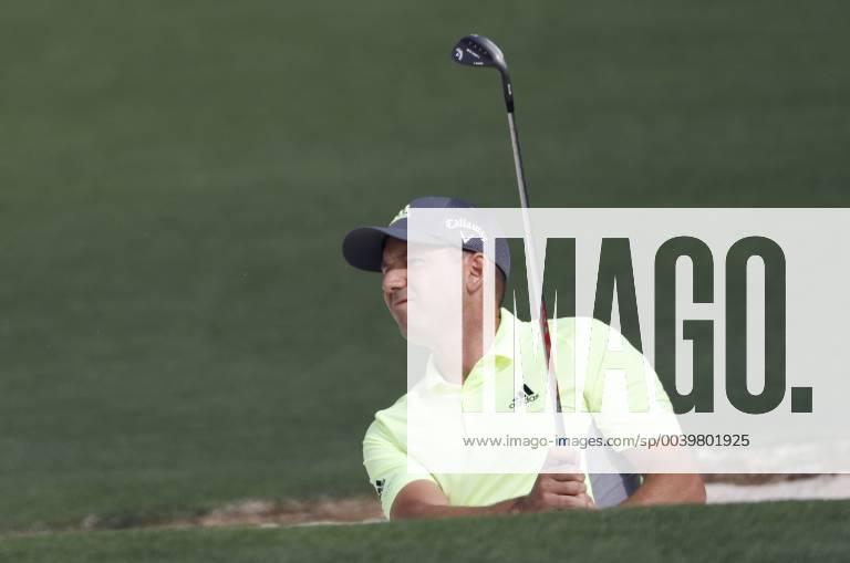 Sergio Garcia of Spain hits a bunker shot to the 2nd green in the first round at the 2019 Masters Tournament at Augusta National Golf Club in Augusta, Georgia, on April 11, 2019. AUG20190411115 JOHNxANGELILLO