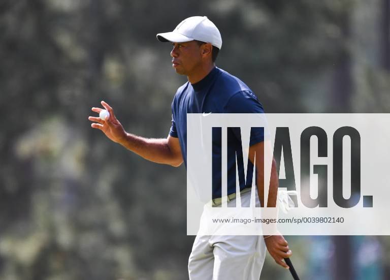 Tiger Woods walks off the 3rd green during the first round of the Masters Tournament at Augusta National Golf Club in Augusta, Georgia, on April 11, 2019. AUG20190411332 KEVINxDIETSCH
