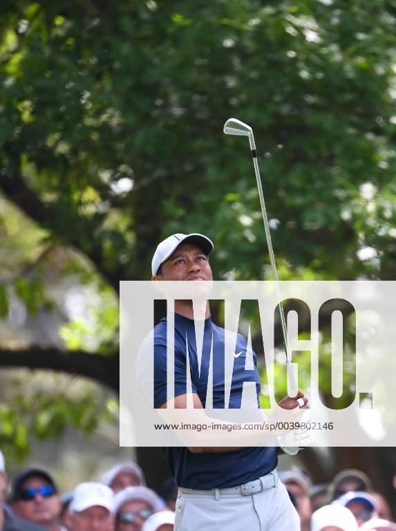 Tiger Woods watches his shot on the 4th tee during the first round of the Masters Tournament at Augusta National Golf Club in Augusta, Georgia, on April 11, 2019. AUG20190411344 KEVINxDIETSCH
