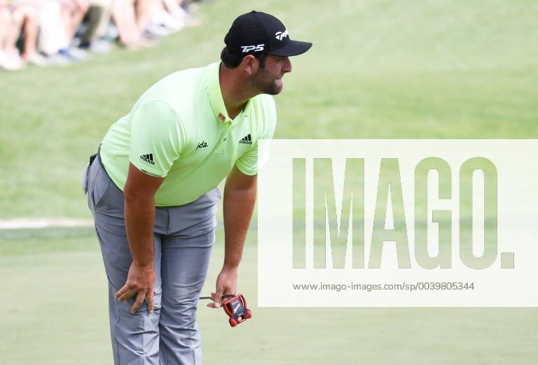 Jon Rahm of Spain reacts after a putt on the 16th green in the first round at the 2019 Masters Tournament at Augusta National Golf Club in Augusta, Georgia, on April 11, 2019. AUG20190411807 KEVINxDIETSCH