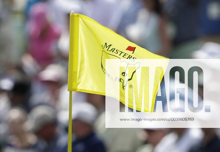 The Masters logo on the 18th pin flaps in the in the first round at the 2019 Masters Tournament at Augusta National Golf Club in Augusta, Georgia, on April 11, 2019. AUG20190411150 JOHNxANGELILLO