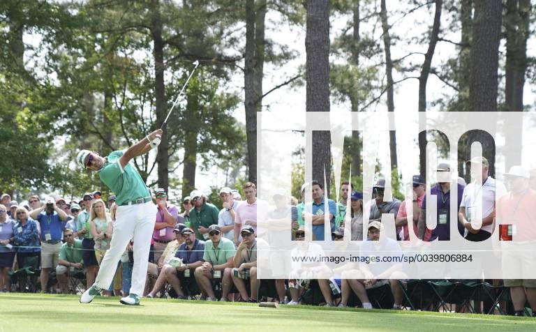 Golf: Masters Tournament Hideki Matsuyama of Japan hits a tee shot on the fourth hole during the first round of the Masters Tournament at Augusta National Golf Club in Augusta, Georgia, on April 11, 2019.