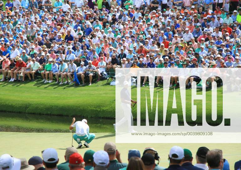 Golf: Masters Tournament Tiger Woods walks on the 16th green during the first round of the Masters Tournament at Augusta National Golf Club in Augusta, Georgia, on April 11, 2019.