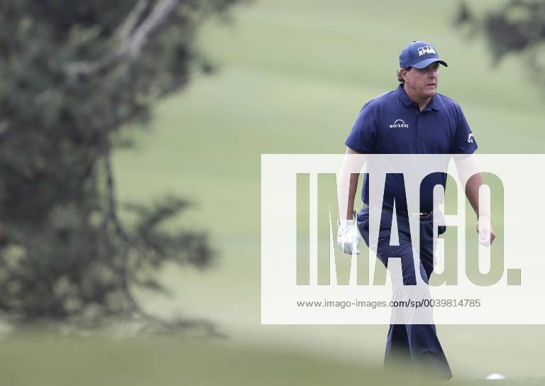 Phil Mickelson walks on the 1st hole fairway in the second round at the 2019 Masters Tournament at Augusta National Golf Club in Augusta, Georgia, on April 12, 2019. AUG20190412109 JOHNxANGELILLO
