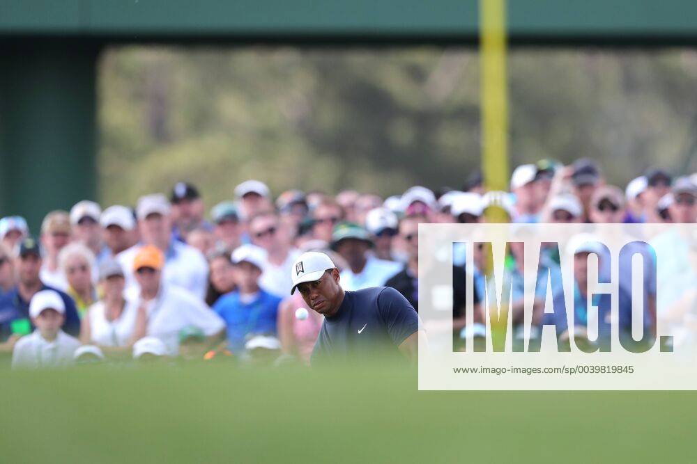 USA s Tiger Woods hits his aproach shot on the 15th hole during the first round of the 2019 Masters golf tournament at the Augusta National Golf Club in Augusta, Georgia, United States of America, on April 11, 2019. Noxthirdxpartyxsales (101123324)