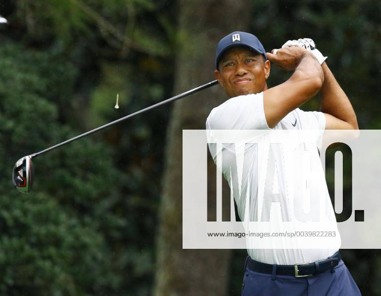 Golf: Masters Tournament Tiger Woods tees off on the 15th hole during the second round of the Masters Tournament at Augusta National Golf Club in Augusta, Georgia, on April 12, 2019.