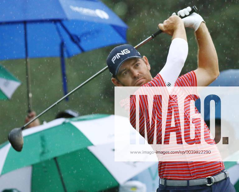 Golf: Masters Tournament Louis Oosthuizen of South Africa tees off on the 18th hole during the second round of the Masters Tournament at Augusta National Golf Club in Augusta, Georgia, on April 12, 2019.