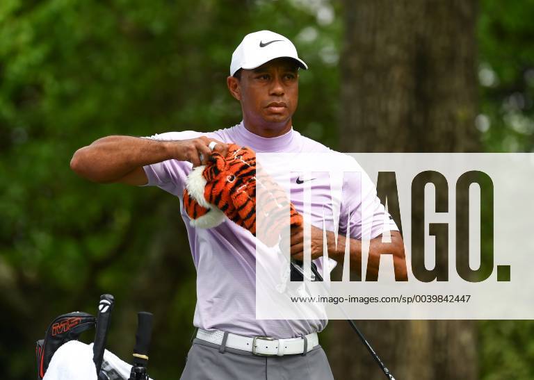 Tiger Woods prepares to drive off of the second tee during the third round of the Masters Tournament at Augusta National Golf Club in Augusta, Georgia, on April 13, 2019. AUG20190413307 KEVINxDIETSCH