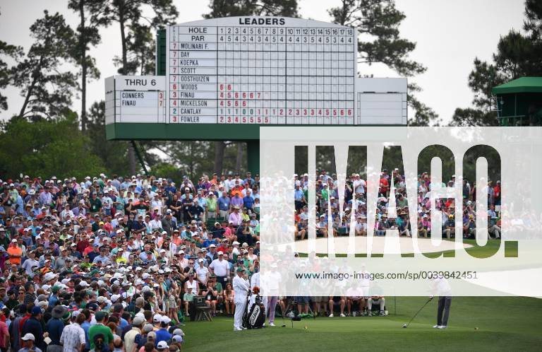 Tiger Woods hits off of the third tee box during the third round of the Masters Tournament at Augusta National Golf Club in Augusta, Georgia, on April 13, 2019. AUG20190413311 KEVINxDIETSCH