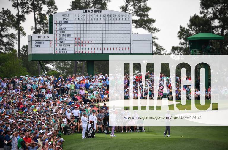 Tiger Woods hits off of the third tee box during the third round of the Masters Tournament at Augusta National Golf Club in Augusta, Georgia, on April 13, 2019. AUG20190413312 KEVINxDIETSCH