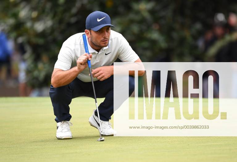 Francesco Molinari lines up a putt on the first green during the final round of the Masters Tournament at Augusta National Golf Club in Augusta, Georgia, on April 14, 2019. AUG20190414319 KEVINxDIETSCH