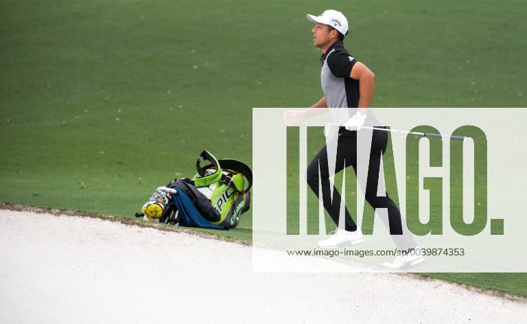 Xander Schauffele runs up the 18th fairway during the final round of the Masters Tournament at Augusta National Golf Club in Augusta, Georgia, on April 14, 2019. AUG20190414351 KEVINxDIETSCH