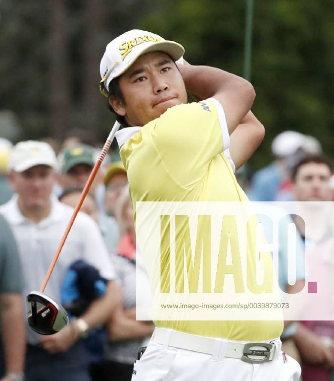 Golf: Masters Tournament Hideki Matsuyama of Japan hits a tee shot on the first hole during the final round of the Masters Tournament in Augusta, Georgia, on April 14, 2019. He finished 32nd.