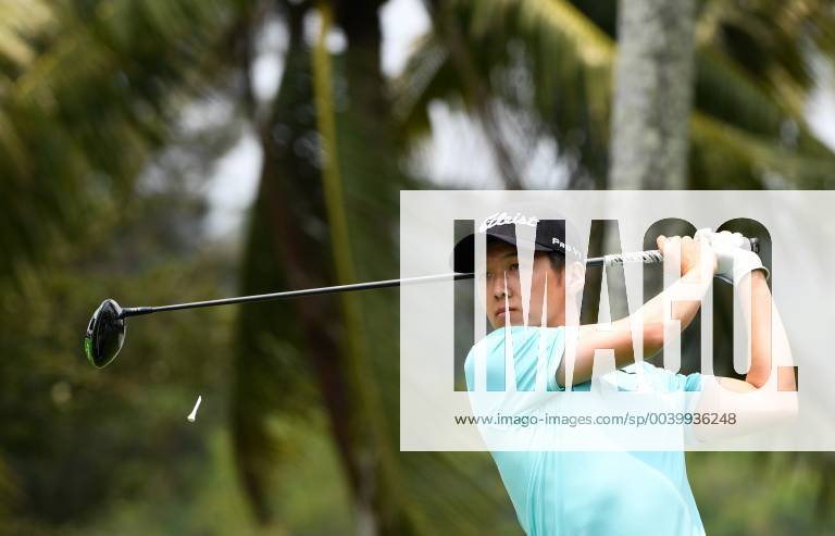 (190420) -- BOAO, April 20, 2019 (Xinhua) -- Matthew Negri of the United States tees off on the 13th hole during the third round of the Boao Open in Boao, south China s Hainan Province, on April 20, 2019. The 2019 China Tour s Boao Open is held from April 15 to 21. (Xinhua Yang Guanyu) (SP)CHINA-BOAO-GOLF-CHINA TOUR-BOAO OPEN (CN)
