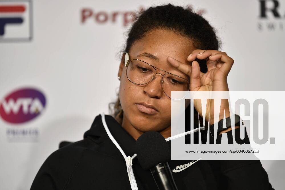 PK Press conference Naomi Osaka JPN has to give up due to injury Semifinal not applicable Tennis Womens Porsche Cup Porsche Tennis Grand Prix GP Stuttgart 2019 Porsche Arena 27 04 2019 Porsche Tennis Grand Prix Stuttgart 2018