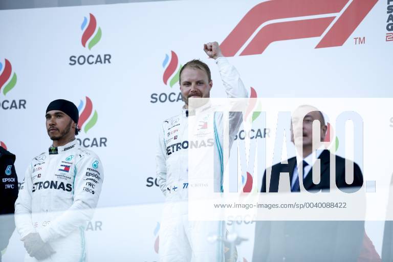Formel 1, GP Aserbaidschan, Sieger Valtteri Bottas Motorsports: FIA Formula One World Championship WM Weltmeisterschaft 2019, Grand Prix of Azerbaijan, 44 Lewis Hamilton (GBR, Mercedes AMG Petronas Motorsport), 77 Valtteri Bottas (FIN, Mercedes AMG Petronas Motorsport), Baku Azerbaijan