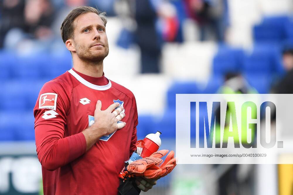Football 1 Bundesliga TSG 1899 Hoffenheim VfL Wolfsburg v l Oliver Baumann TSG 1899 Hoffenheim DFL regulations prohibit any use of photographs as image sequences and or quasi video Sinsheim prio:1