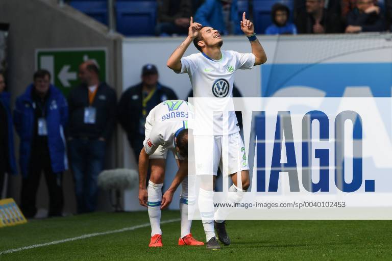 Football 1 Bundesliga TSG 1899 Hoffenheim VfL Wolfsburg v l Jubel zum Ausgleich zum 1 1 by De Asevedo Furtado VfL Wolfsburg DFL regulations prohibit any use of photographs as image sequences and or quasi video 1 Fussball Bundesliga TSG 1899 Hoffenheim VfL Wolfsburg Sinsheim
