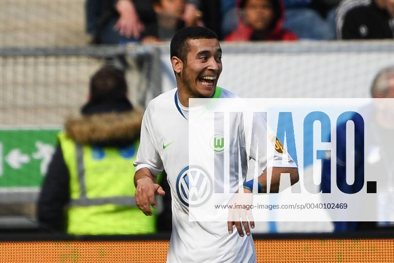 Football 1 Bundesliga TSG 1899 Hoffenheim VfL Wolfsburg v l Jubel zum Ausgleich zum 1 1 by De Asevedo Furtado VfL Wolfsburg DFL regulations prohibit any use of photographs as image sequences and or quasi video 1 Fussball Bundesliga TSG 1899 Hoffenheim VfL Wolfsburg Sinsheim