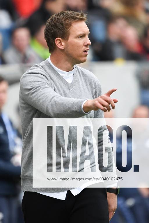 Soccer 1 Bundesliga TSG 1899 Hoffenheim VfL Wolfsburg v l Hoffenheims coach Julian Nagelsmann TSG 1899 Hoffenheim DFL regulations prohibit any use of photographs as image sequences and or quasi video 1 Fussball Bundesliga TSG 1899 Hoffenheim VfL Wolfsburg Sinsheim