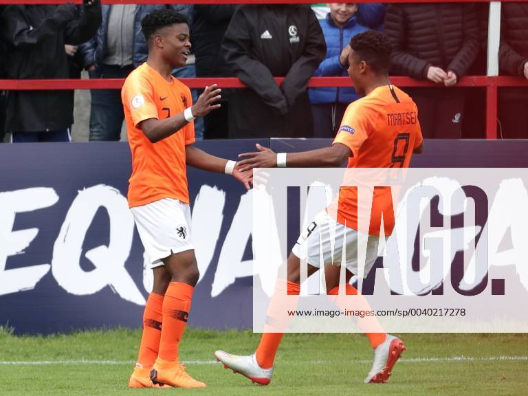 Netherlands v England UEFA EURO EM Europameisterschaft Fussball U17 U 17 Championship Sontje Hansen of Netherlands celbrates after scoring his team s third goal during the UEFA Euro U17 Championship match at Tolka Park, Drumcondra Content Not Available For UK Newspapers