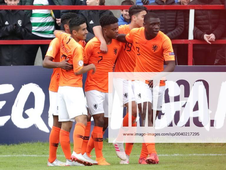 Netherlands v England UEFA EURO EM Europameisterschaft Fussball U17 U 17 Championship Sontje Hansen of Netherlands celbrates after scoring his team s third goal during the UEFA Euro U17 Championship match at Tolka Park, Drumcondra Content Not Available For UK Newspapers