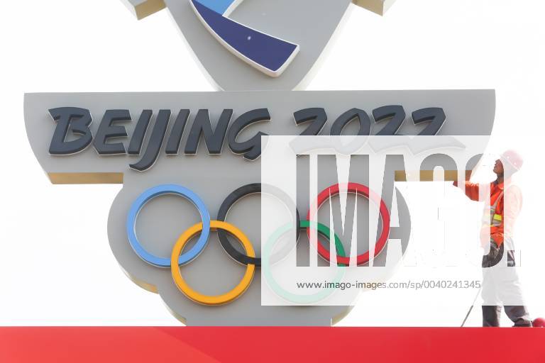 A worker sets up a countdown board reading Beijing 2022 ahead of the 1,000-day countdown to 2022 Winter Olympics on May 8, 2019 in Zhangjiakou, Hebei Province of China. The 2022 Winter Olympics will take place from February 4 to 20 in 2022 in Beijing and Zhangjiakou.