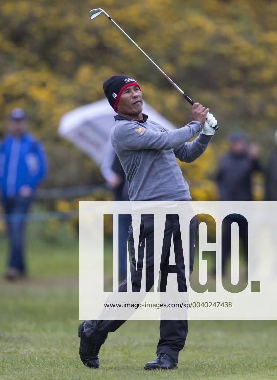 9th May 2019, Hillside Golf Club, Southport, England; Betfred British Masters, hosted by Tommy Fleetwood, first round ; Thongchai Jaidee (THA) plays his second shot to the green on the par four 15th hole ActionPlus12132548 DavidxBlunsden