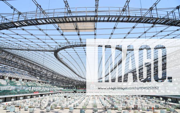 (190510) -- BEIJING, May 10, 2019 (Xinhua) -- Photo taken on May 9, 2019 shows the construction site of the National Speed skating Eisschnelllauf Hall, the venue for speed skating events of the 2022 Winter Olympic Games Olympische Spiele Olympia OS in Beijing, China. According to an exclusive interview on Thursday with Xu Zhijun, deputy secretary of the Beijing Organizing Committee for the 2022 Olympic and Paralympic Winter games Winterspiele Spiele Summer games the preparation work is so far going smoothly in terms of many aspects such as infrastructure construction projects, as there are 1000 days left until the 2022 Beijing Winter Olympics begin. (Xinhua Ren Chao) (SP)CHINA-BEIJING-BEJING 2022 OLYMPIC GAMES-VENEUS-CONSTRUCTION SITE (CN)