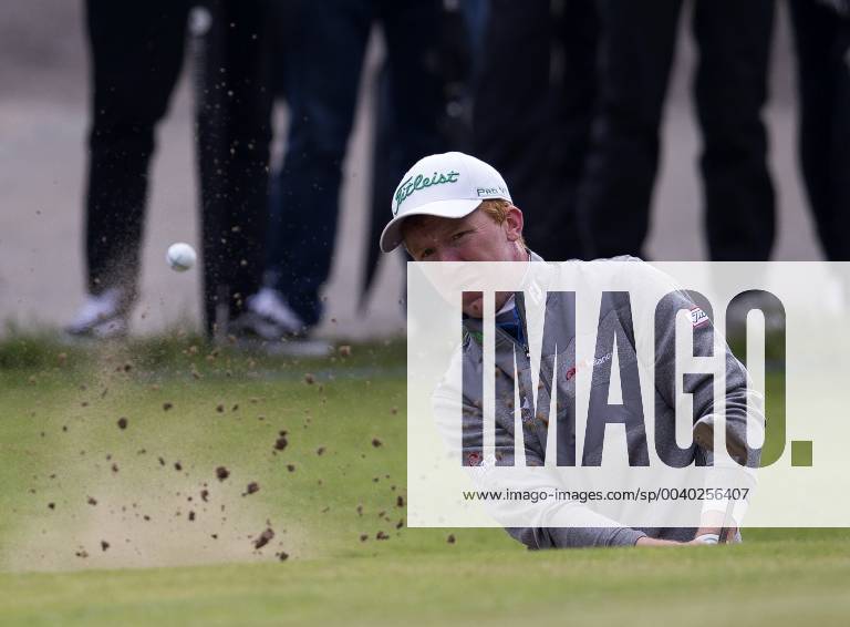 10th May 2019, Hillside Golf Club, Southport, England; Betfred British Masters, hosted by Tommy Fleetwood, day 2; Gavin Moynihan (IRE) plays a recovery shot from sand at the par three 7th hole ActionPlus12132911 DavidxBlunsden