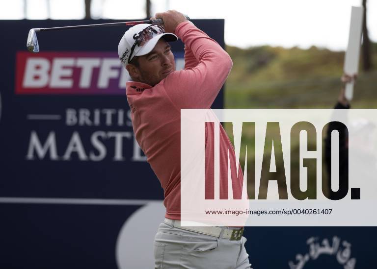 10th May 2019, Hillside Golf Club, Southport, England; Betfred British Masters, hosted by Tommy Fleetwood, day 2; Ryan Fox (NZL) hits his tee shot on the par four 8th hole ActionPlus12133156 DavidxBlunsden