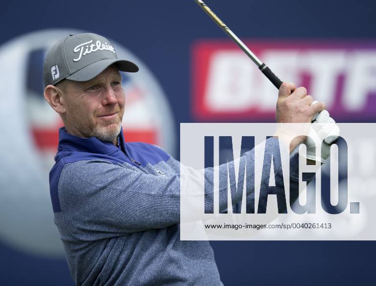 10th May 2019, Hillside Golf Club, Southport, England; Betfred British Masters, hosted by Tommy Fleetwood, day 2; Stephen Gallacher (SCO) prepares to hit his tee shot on the opening hole ActionPlus12133163 DavidxBlunsden