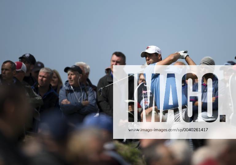 10th May 2019, Hillside Golf Club, Southport, England; Betfred British Masters, hosted by Tommy Fleetwood, day 2; Adrian Otaegui (POR) drives from the second tee watched by the gallery ActionPlus12133167 DavidxBlunsden