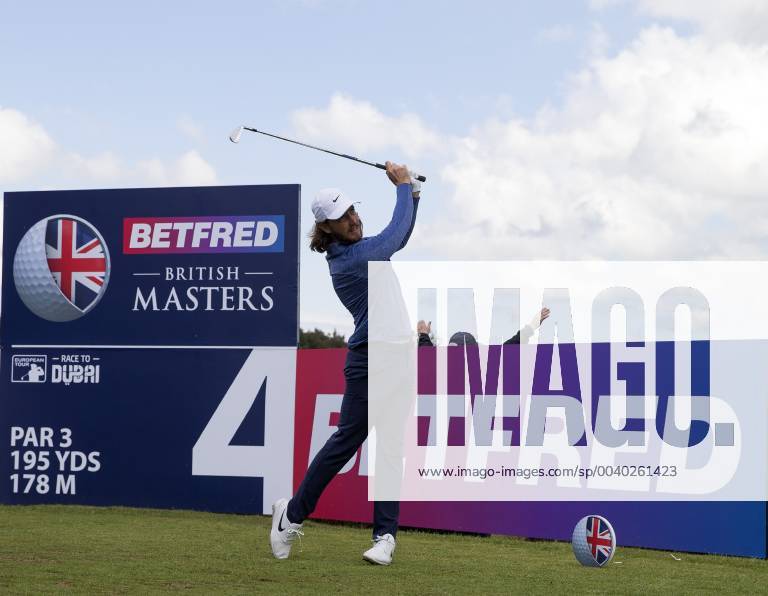10th May 2019, Hillside Golf Club, Southport, England; Betfred British Masters, hosted by Tommy Fleetwood, day 2; Tommy Fleetwood (ENG) hits his tee shot on the par three 4th hole ActionPlus12133174 DavidxBlunsden