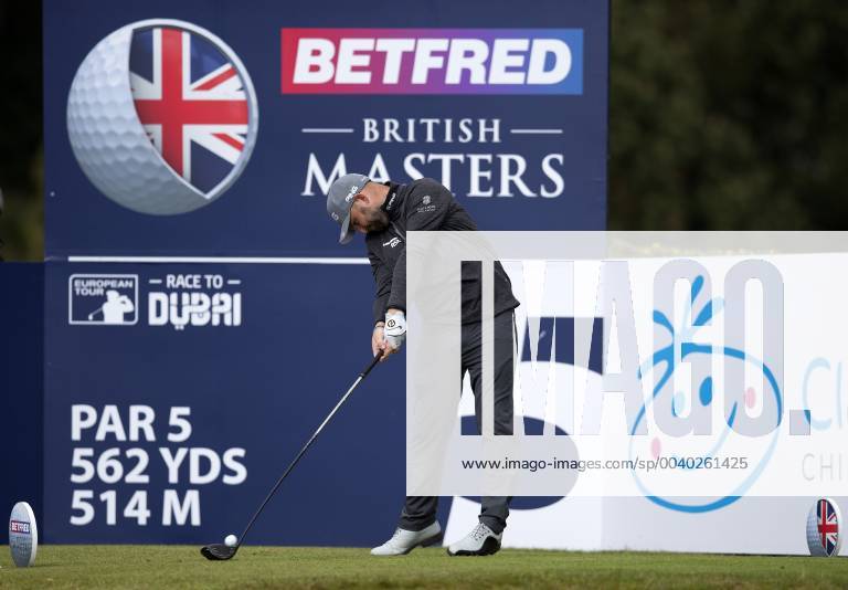 10th May 2019, Hillside Golf Club, Southport, England; Betfred British Masters, hosted by Tommy Fleetwood, day 2; Andy Sullivan (ENG) hits his tee shot on the par five 5th hole ActionPlus12133177 DavidxBlunsden