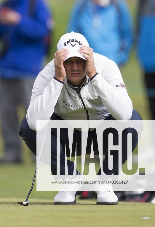10th May 2019, Hillside Golf Club, Southport, England; Betfred British Masters, hosted by Tommy Fleetwood, day 2; Christiaan Soderbergh (SWE) lines up his putt on the par three 4th hole ActionPlus12133179 DavidxBlunsden