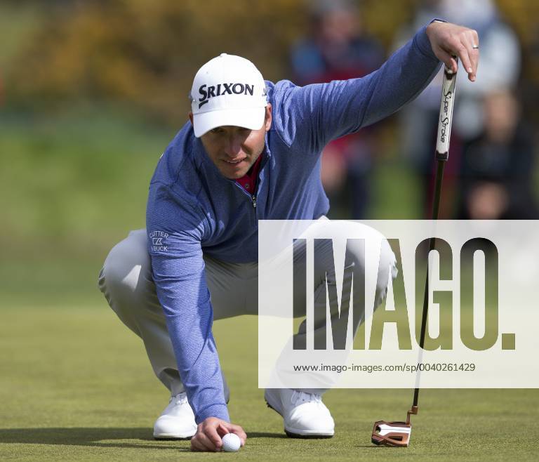 10th May 2019, Hillside Golf Club, Southport, England; Betfred British Masters, hosted by Tommy Fleetwood, day 2; Dean Burmester lines up his putt on the 4th green ActionPlus12133181 DavidxBlunsden